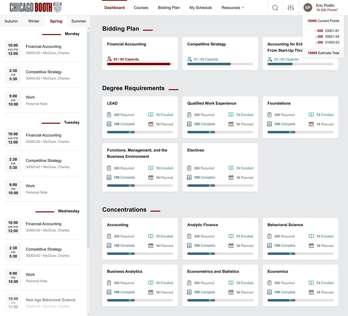 Screenshot of the Booth Book dashboard on desktop, showing an overview of courses and scheduling.