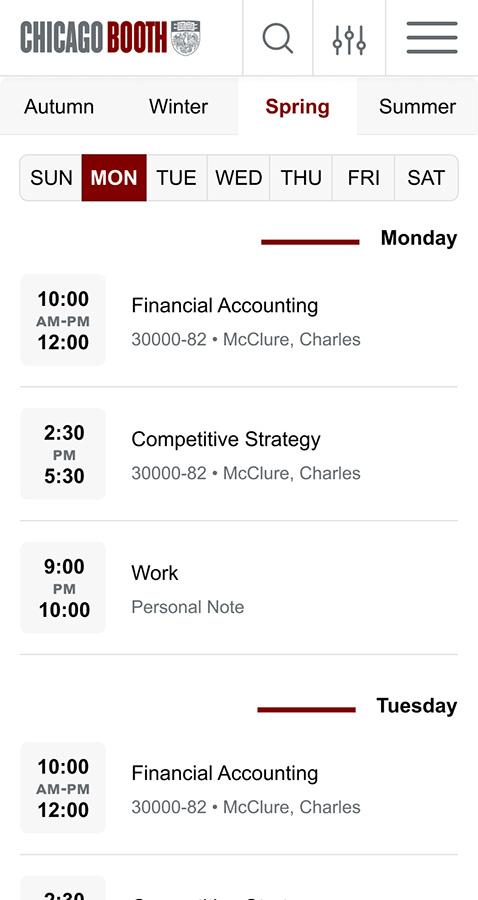 Screenshot of the Booth Book scheduling system on mobile.
